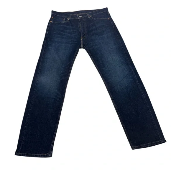 Men's Levi's 505 Regular Fit Jeans Dark Wash Size 35/32 Excellent Condition - Picture 1 of 5